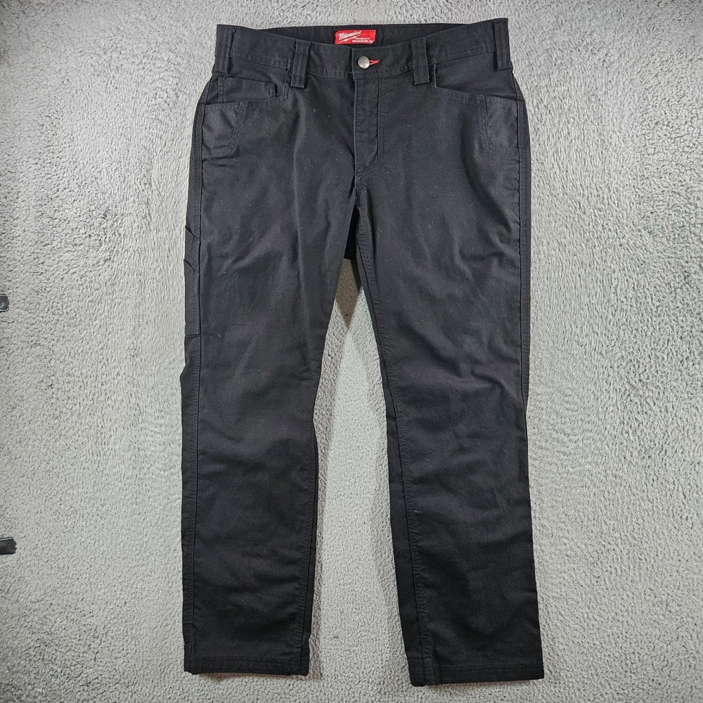 Milwaukee FreeFlex Work Pants Mens 32x30 Black Canvas Utility M650